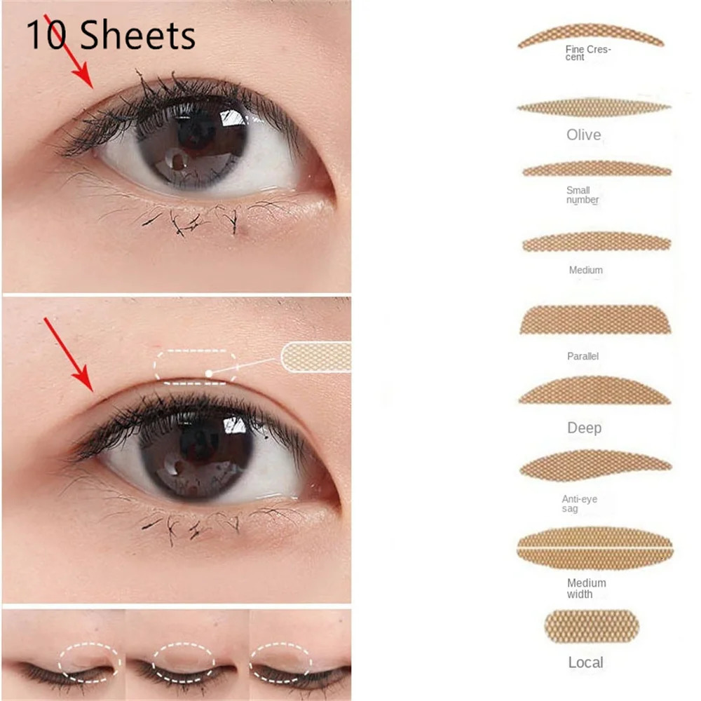 10sheet Gauze Lace Mesh Invisible Double Eyelid Sticker Waterproof Transparent Natural Self-adhesive Eyelid Tape Eye Makeup Tool 250811
