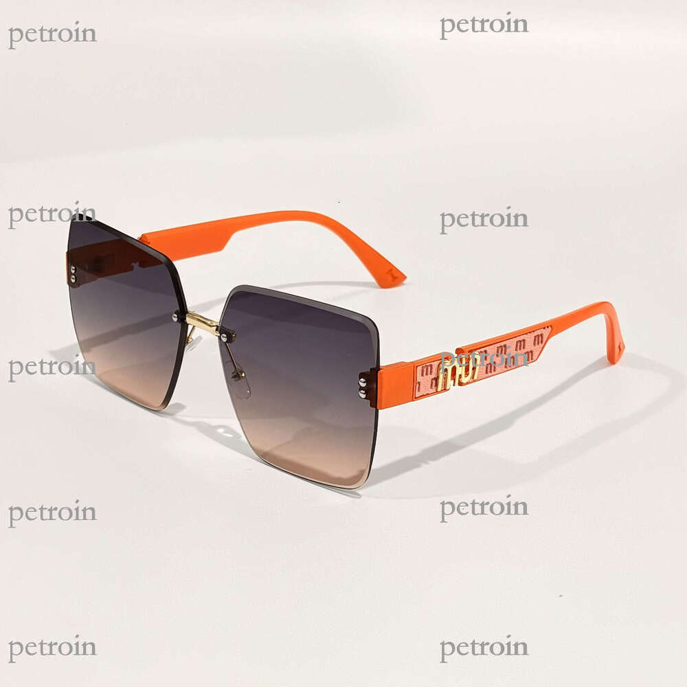 New Large Frame Gradient Pigment Street Style for Men and Women, High-End Rimless Glasses, Face Slimming Sunglasses