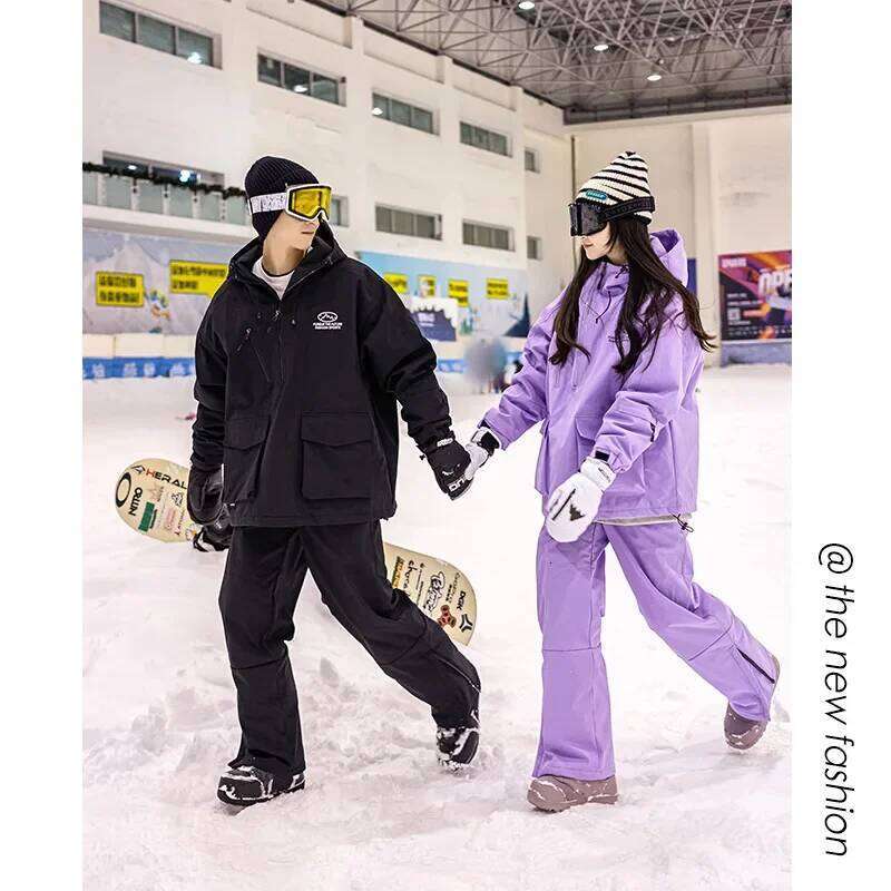 Winter Snowboard Men Women with Thick Cotton and Windproof Ski Suit Set for Outdoor Wear