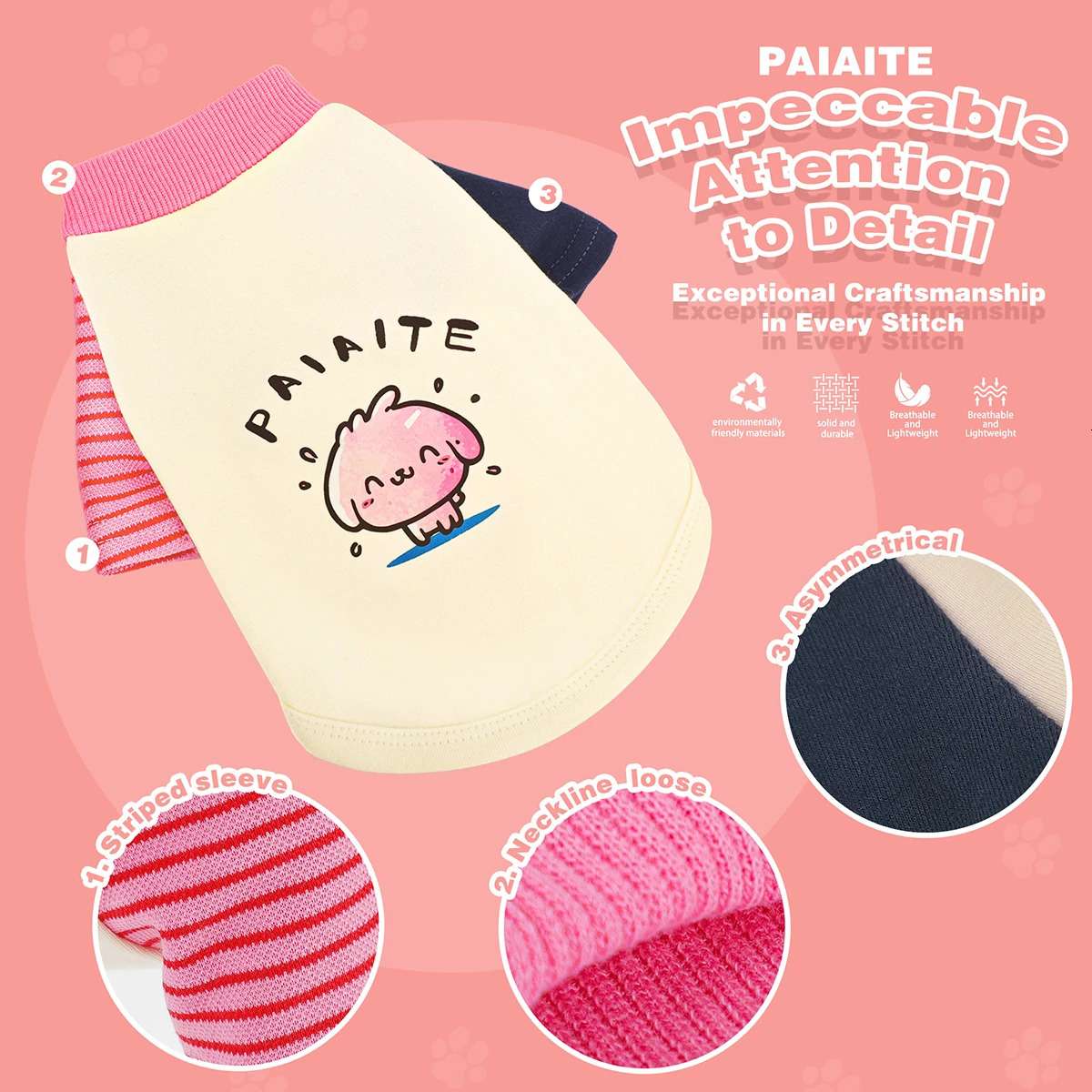 Colorful Dog TShirt with Sleeves Adorned Cute Puppy Prints HighQuality Fabric for a Stylish and Elegant Look 250814