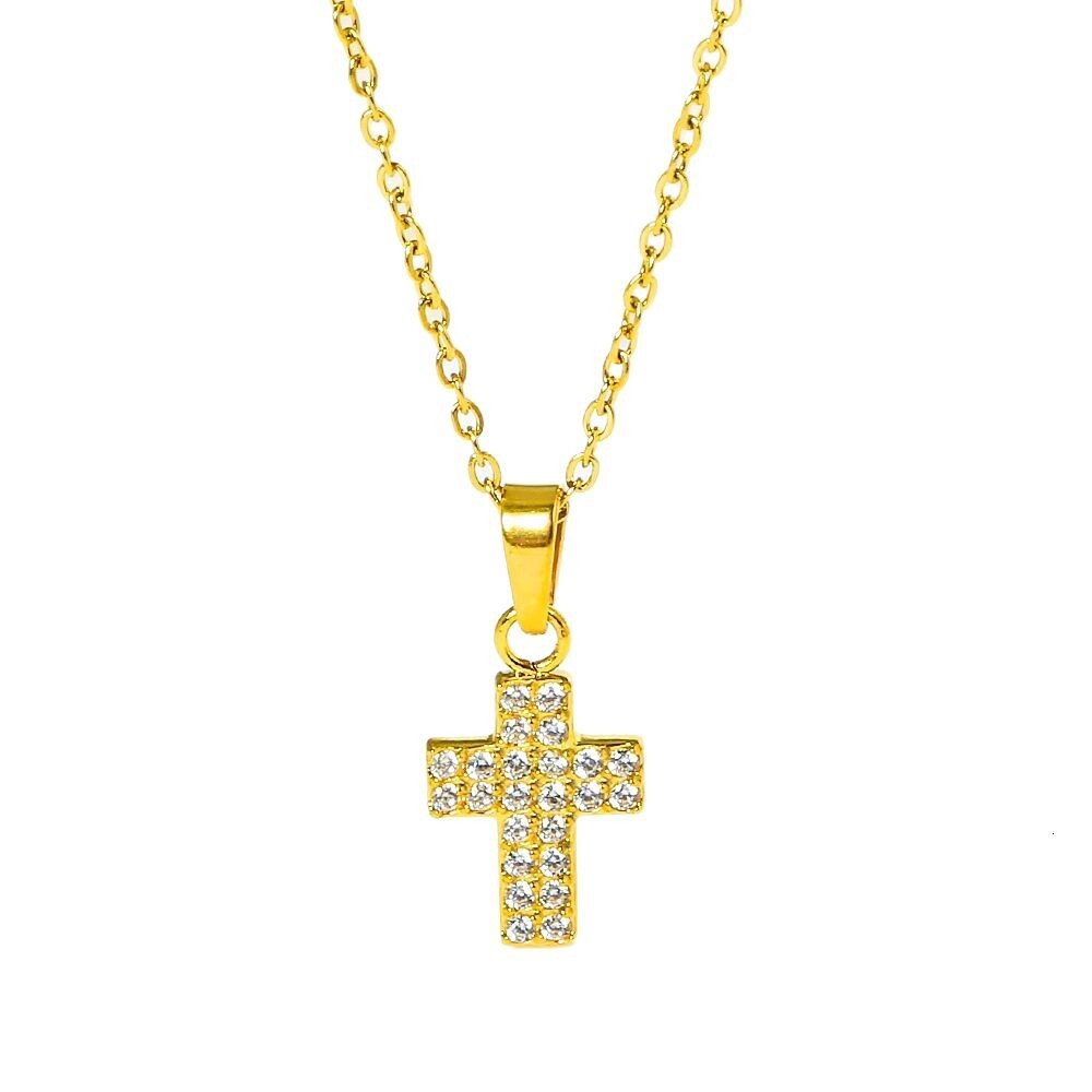 Titanium Cross Non-Fading Jewelry for Women Light Niche High-End Feel Stainless Steel Zircon Necklace Pendant Jewelry for Women