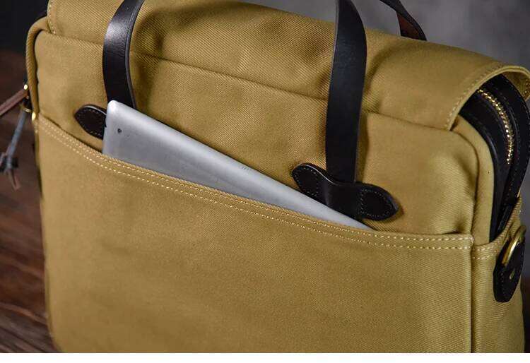 Designer bag 52 Tailor Brando American Vintage Men's Business Briefcase S ize 40*30*10cm Heavy Duty Oil Waxed Canvas 70256 Tote 15" Computer