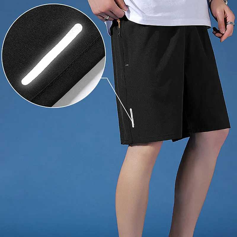 Summer Running Sports Shorts Men Breathable Beach Shorts Ice Silk Comfortable Elastic Waist Fitness Basketball Short Sportswear Y250814