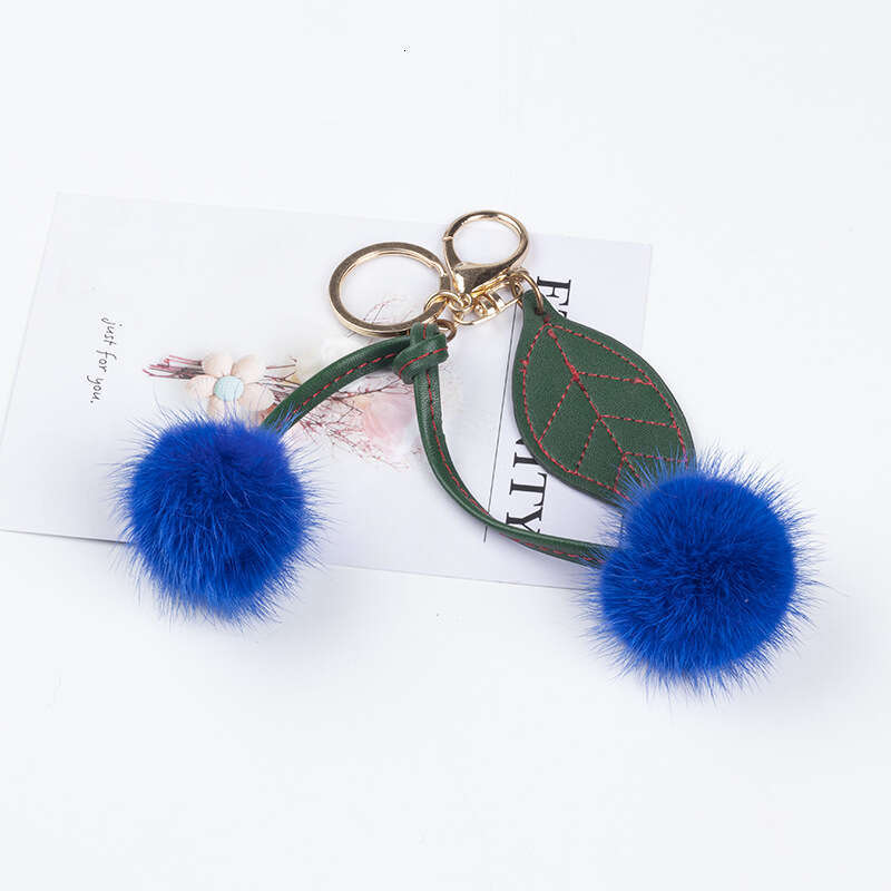 Mink Cherry Phone Accessories Car Keychain Creative Fur Plush Hanging Ornament Bag Pendant