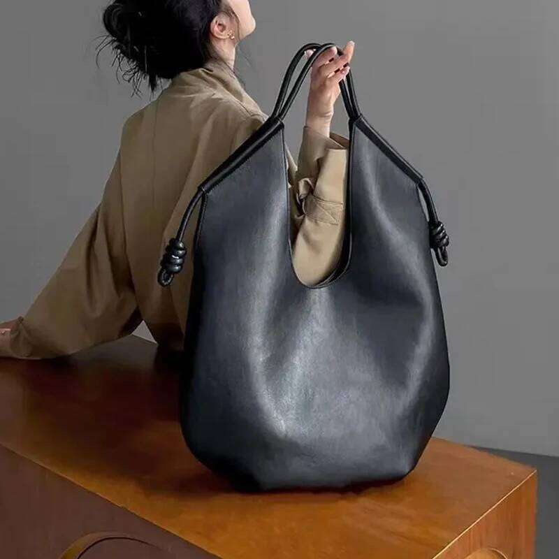 Women Stylish Armpit Large Capacity PU Leather Shoulder Bag Fashion Black Shopper Tote For Vacation Handbags 20250815