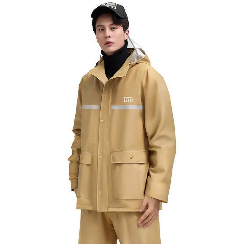 Heavy Rainproof Thickened Motorcycle Raincoat Set Mens Long-style Design Full-body Waterproof for Adult Riders Y250814