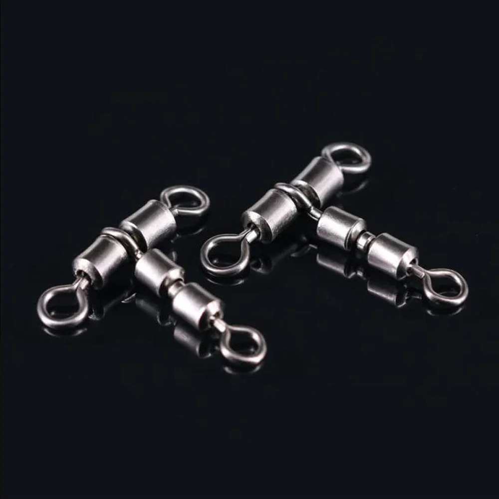 DNDYUJU 10pcs High Speed Rotation Double Connector Fish Hook Split Line Swivel Rolling Swivels Tackle Fishing Accessories 250807