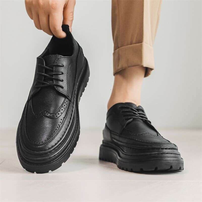 Block Business Dress Leather Shoes