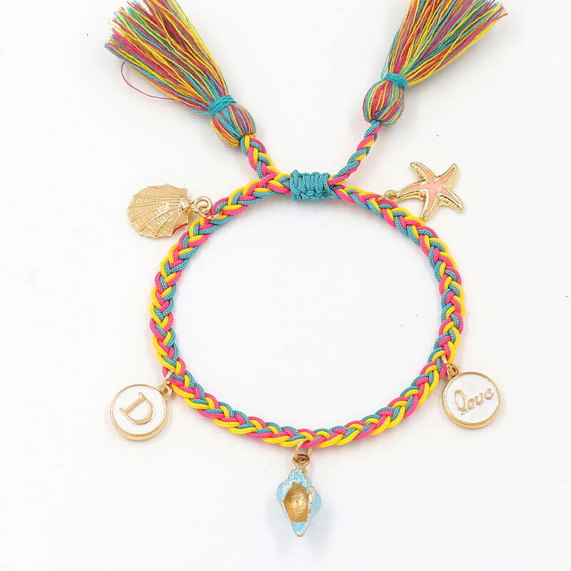 New Beach Style Summer Cool Anklet Fashion Starfish Shell Pendant Woven Bracelet Hand and Foot Dual-use Accessory
