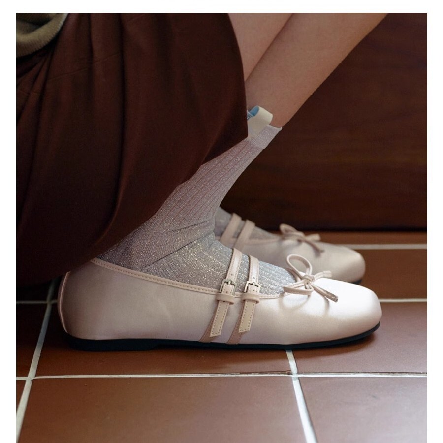 Designer Women's Ballet Shoes 2025 New Mary Jane Bow Flat Shoes