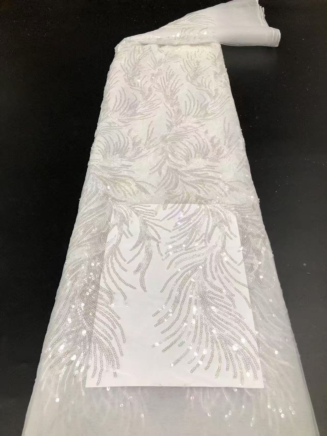 Chic Sequined Floral Patterned French Lace Perfect for Bridal Gowns & Evening Wear
