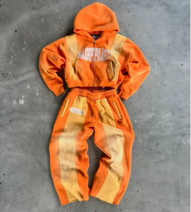 Casual trend splicing n hoodie sports twopiece set y2k hiphop loose fit and bodybuilding straight leg pants 250815