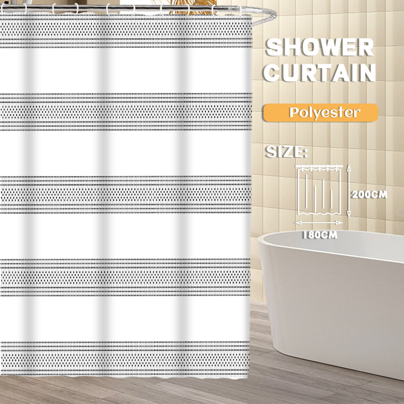 YL-36930 Manufacturer Spot Digital Printed Fabric Shower Curtain Waterproof Thickened Bathroom Partition Curtain with Hook