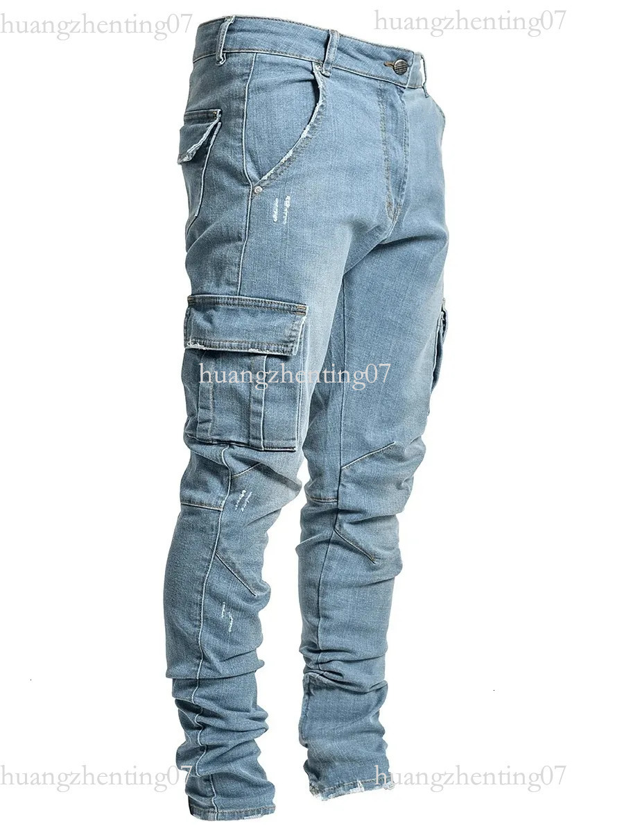 Jeans Male Pants Casual Cotton Denim Trousers Multi Pocket Cargo Men Fashion Style Pencil Side Pockets Z260315