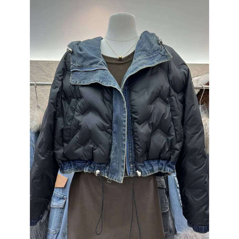 French Retro Hooded Double-Sided Denim Jacket For Women'S 2025 Autumn And Winter New Fashion Design Sense Short Top