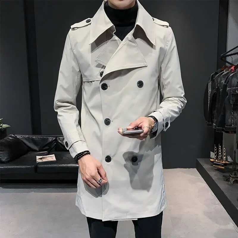 Man Trench Coat Lapel Windbreaker Leisure Time Business Affairs British Style Trench Coats Fashion Trend Show Thinness Coat W250815