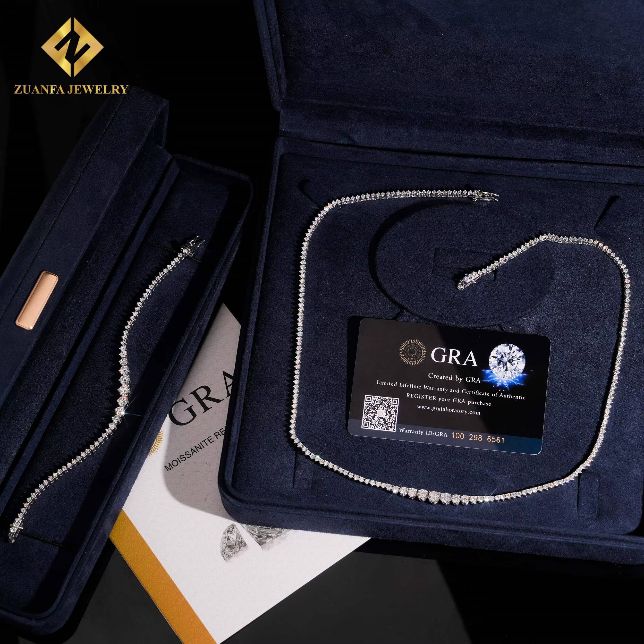 Pass Diamond Tester 2mm VVS Moissanite Tennis Chain 925 Silver Hip Hop Jewelry Bracelet Necklace Iced Out Moissanite Link Chain