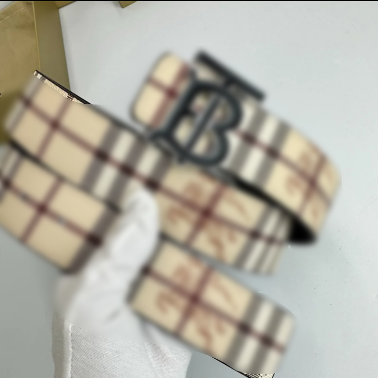 Designer bubbrry belt women's plaid new letter leather belt men's cowhide simple reversible casual belt business plaid trouser belt