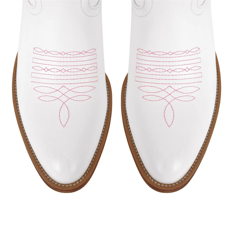 Richealnana Women Blue Pull-on Knee High Cowgirl Boots with Bow Comfy Big Size Women Cowboy Boots 250809