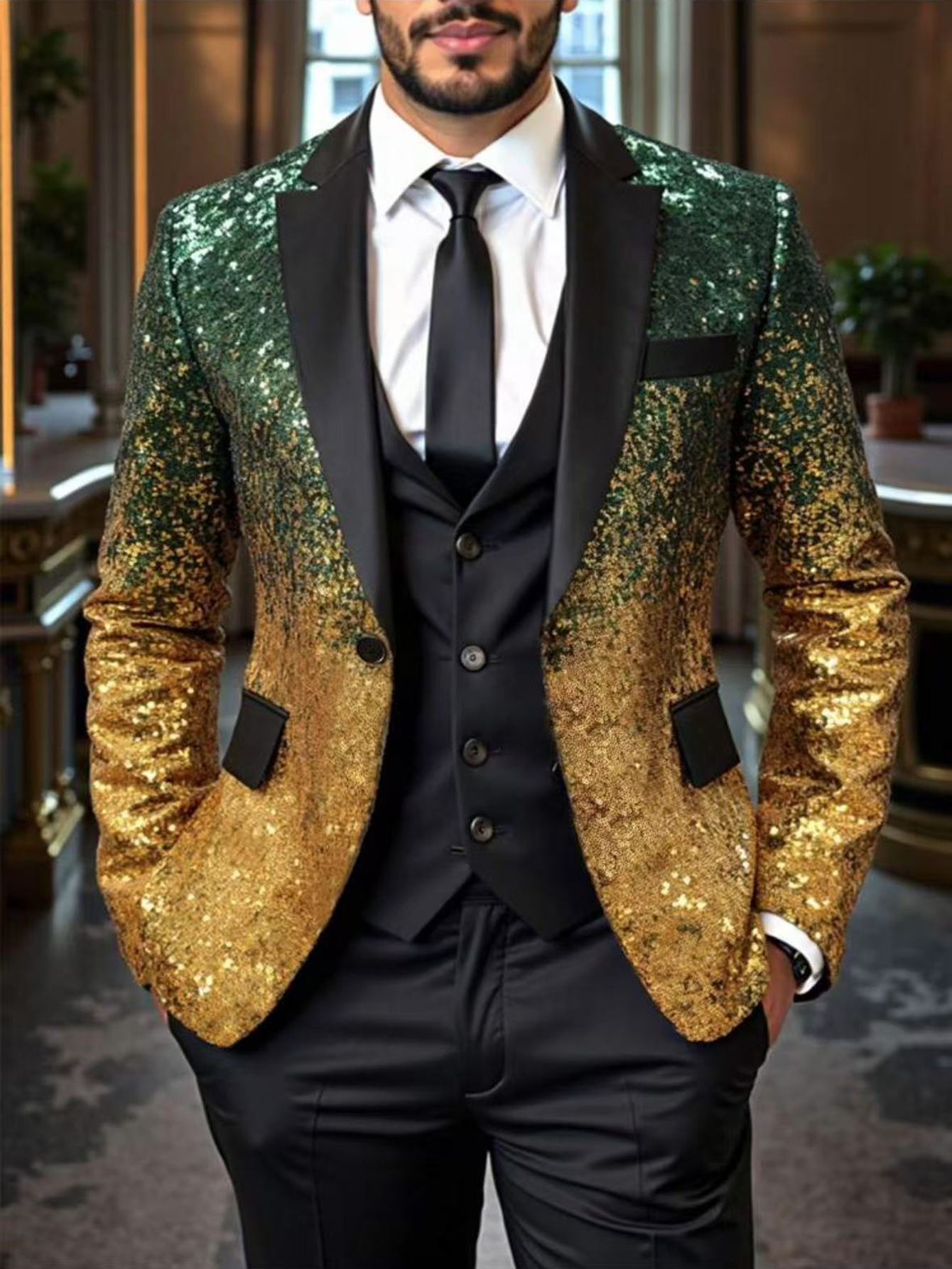 Customized 2piece jacquard jacket pants for mens suit with foot lapel double chest wedding strap custom plus size 240807