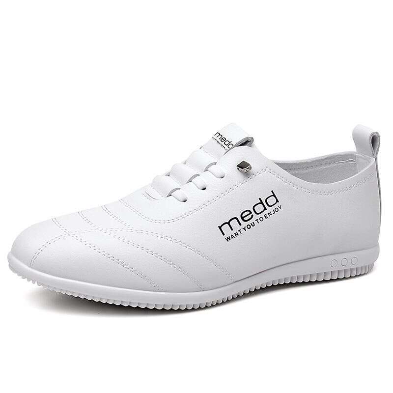 2025 Autumn New Business Casual Men's Leather Soft Sole Set, White Shoes, Le Fu Shoes