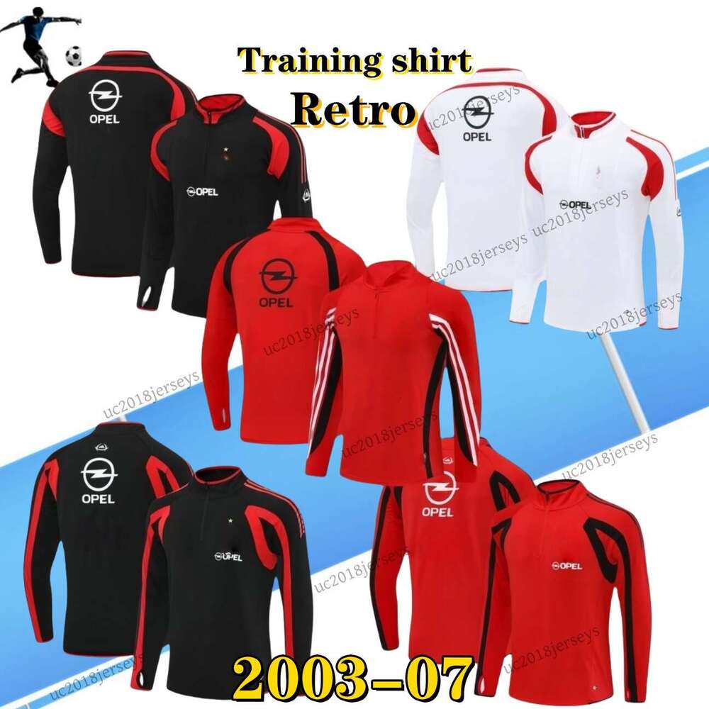 Training shirt Retro ACsoccer tracksuit 2003-06 MILAN Football Shirt Gullit 03 04 05 06 Milanese Van Basten KAKA RONALDINHO Vintage Classic Half-zip training shirt