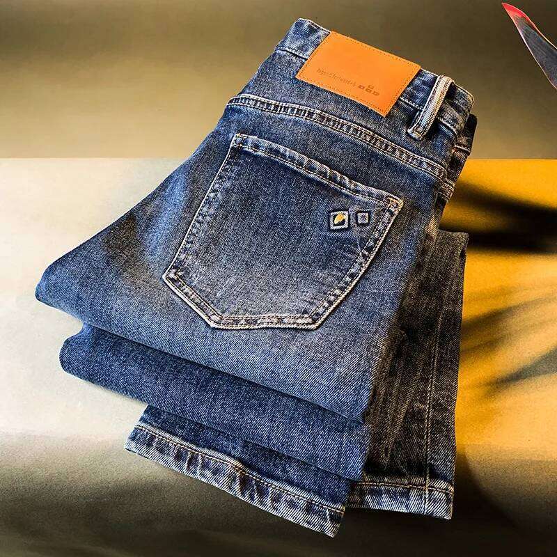2025 autumn new jeans men's small straight tube versatile casual fashion Korean version trendy washed denim pants