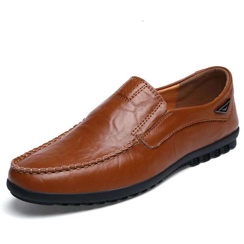 2024 Loafers Genuine Summer Breathable 46 Large Size 47 Casual Men's Leather Slip-On Shoes