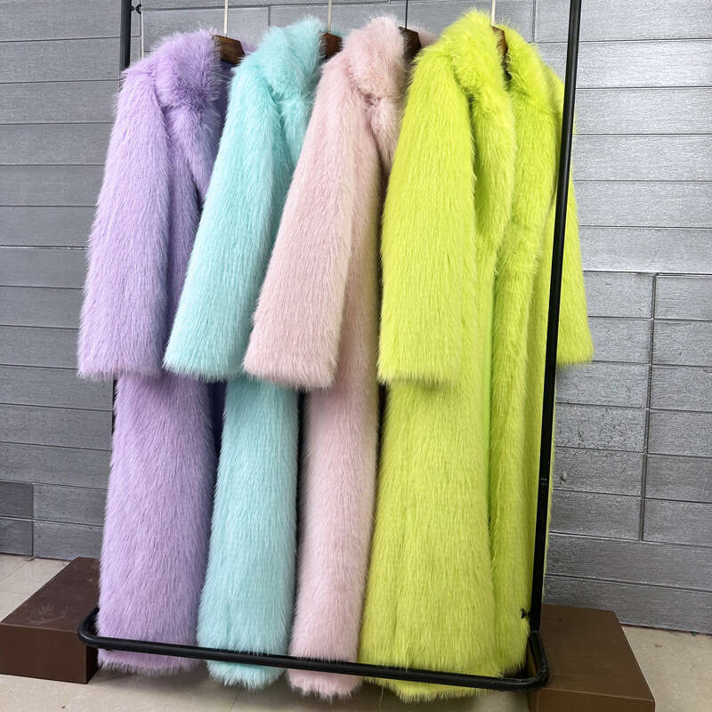 Winter New Fashion Faux Fur Coat For Women Solid Color High-end Casual Cardigan Long Jacket Female Trendy
