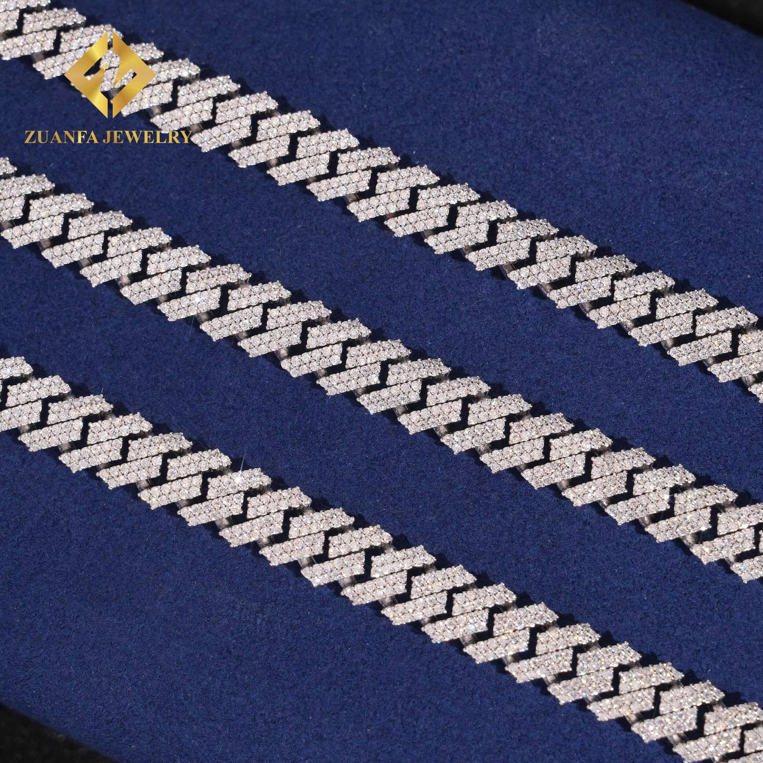 Wholesale 10mm Cuban Chain Moissanite Cuban Link Chain Necklace Men HipHop Iced Out Diamond 925 Silver Past Diamond Test GRA