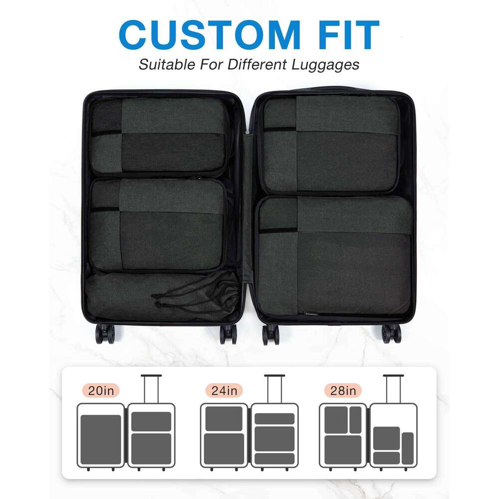 Designer bag 52 BAGSMART Compression Cubes Men Travel Expandable Organizer Carry on Lage Packing Organizers for Women