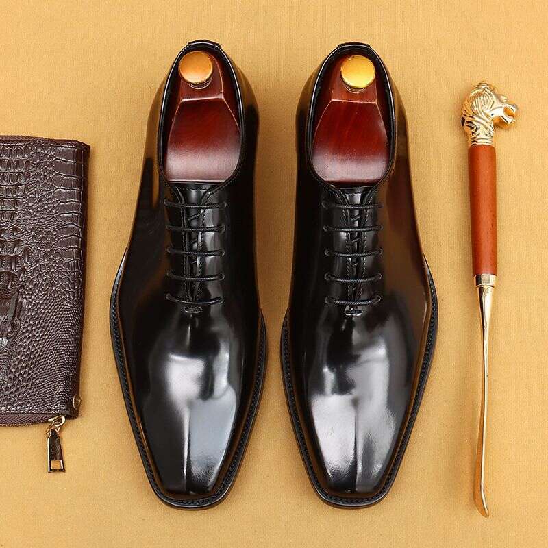 British bright men's formal business cowhide leather inside one piece Men's Oxford shoes