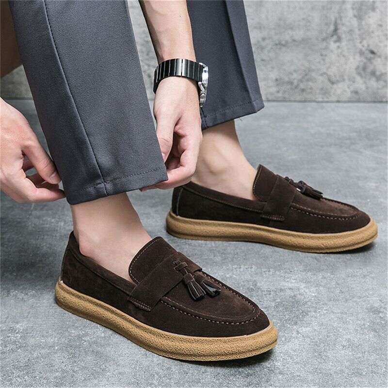 Bean For Men Autumn Tassels, Lazy People With One Foot On Loafers, Versatile Korean Version Frosted Leather Chef's Work