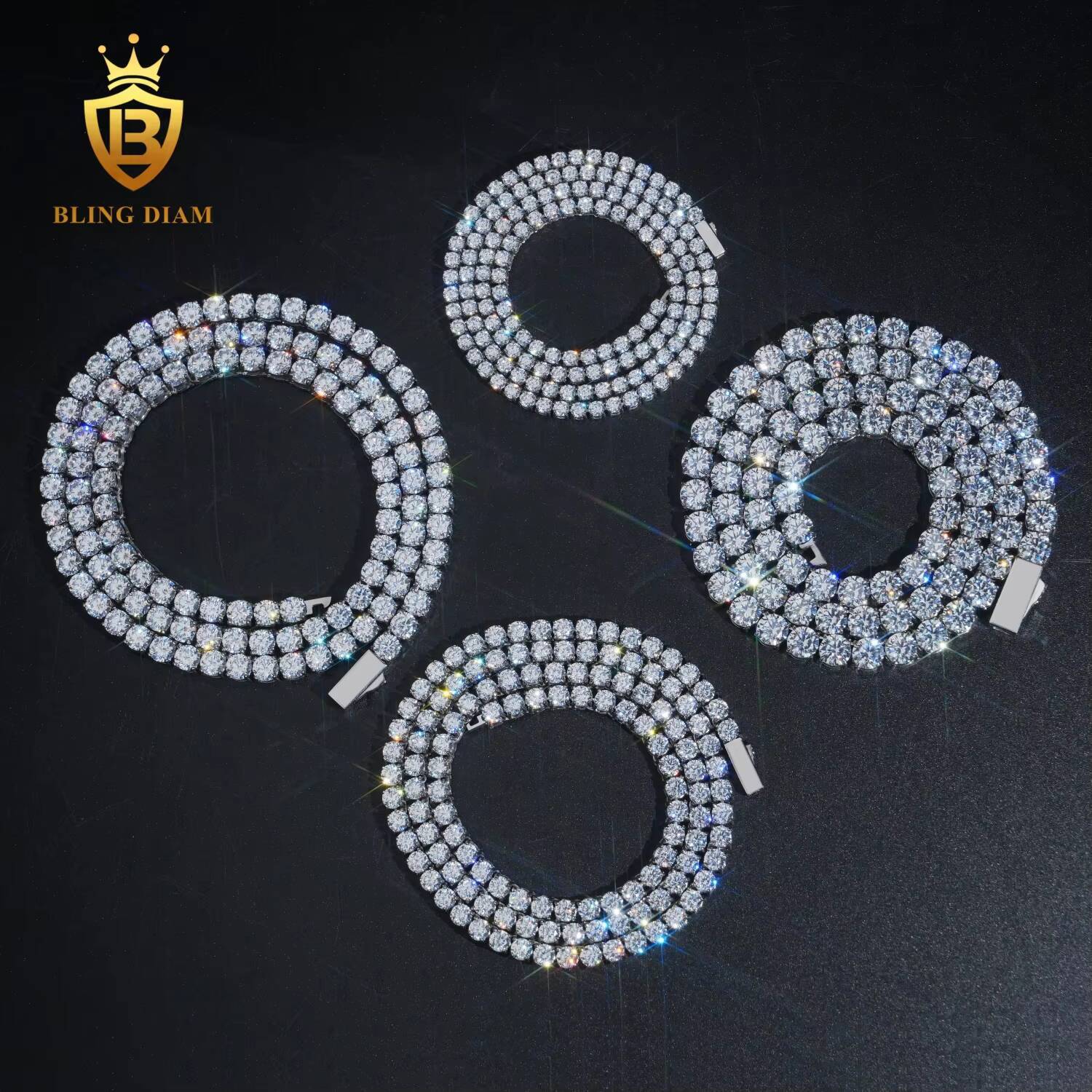 Wholesale Price Fashion Stainless Steel Tennis Chain 3mm-6mm Moissanite Tennis Bracelet Necklace Iced Out Luxury Jewelry