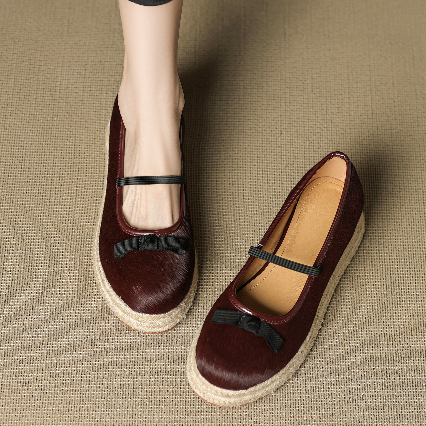 Designer 2025 new round bow wedge single shoe