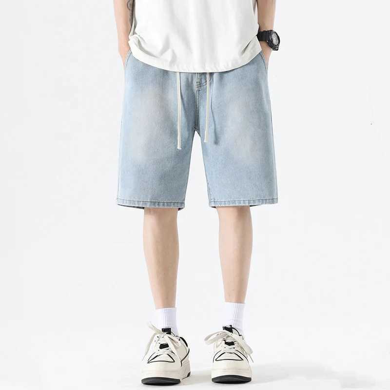 Summer Men Popular Daily Simple Shorts Male Classic Knee Lenght Denim Short Pants Comfortable Elastic Waist Casual Short Jeans Y250814