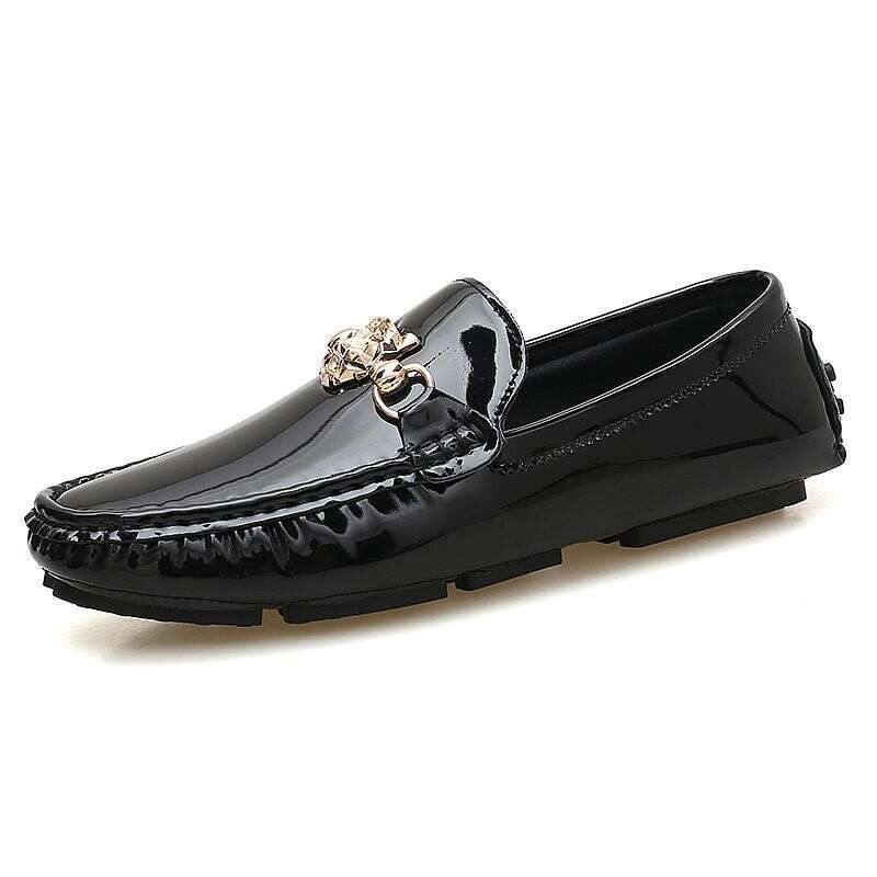 Plus-size bright face bean 38-48 casual leather hair stylist youth fashion driving lazy men's shoes