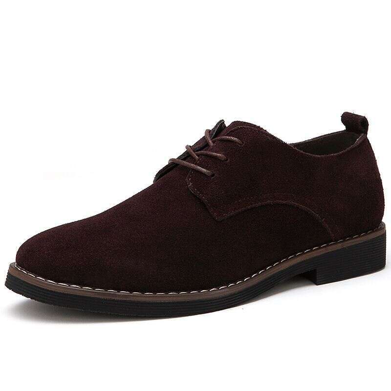 Plus Size Men's Genuine Business Casual Shoes Pure British Style Suede Leather Middle-aged And Elderly