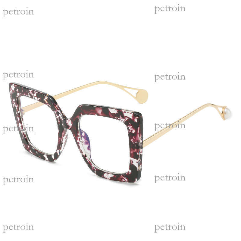 New Large Fashionable Personality Non-Prescription for Women Full Square Two-Tone Frame Blue Light Blocking Glasses Trendy