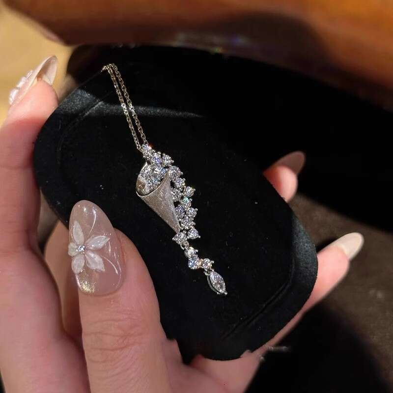 Brilliant Galaxy Brushed Sier Jewelry Zircon Necklace Designer for Women 2025 New Light Niche High-end Clavicle Chain