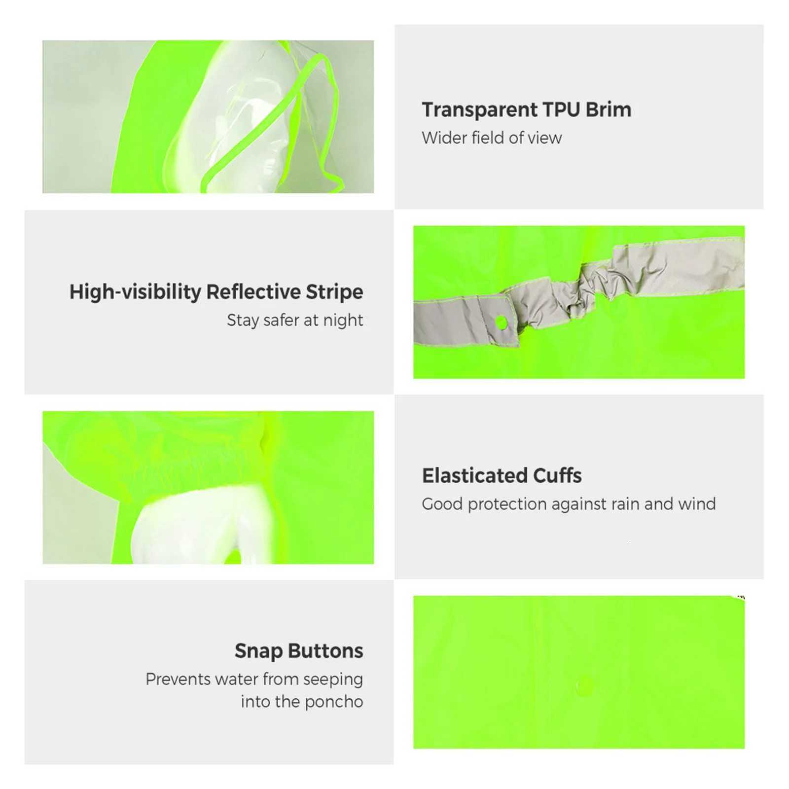 Hooded Rain Poncho for Adults High-visibility Reflective Waterproof Raincoat with Backpack Cover Y250814