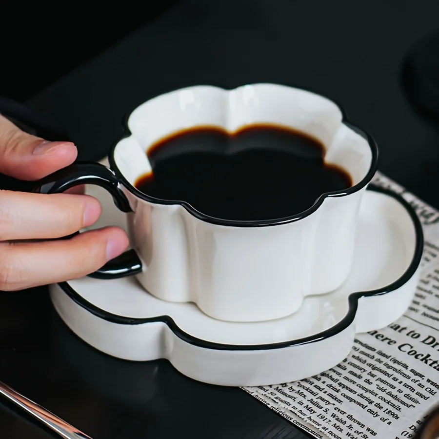 Luxury Floral Ceramic Coffee Cup Set Modern Mugs with Dish Spoon Afternoon Tea Cup Dessert Plate Perfect for Office Home Gift 250815