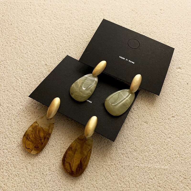Korean Dongdaemun Design Sense Niche Resin Acrylic Brushed Personality Temperament Minimalist Earrings for Women