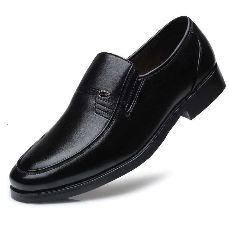 Oversized Leather Autumn Business, Leisure, Middle-aged And Elderly Shoe Covers, Men's Shoes, Black Work Dad