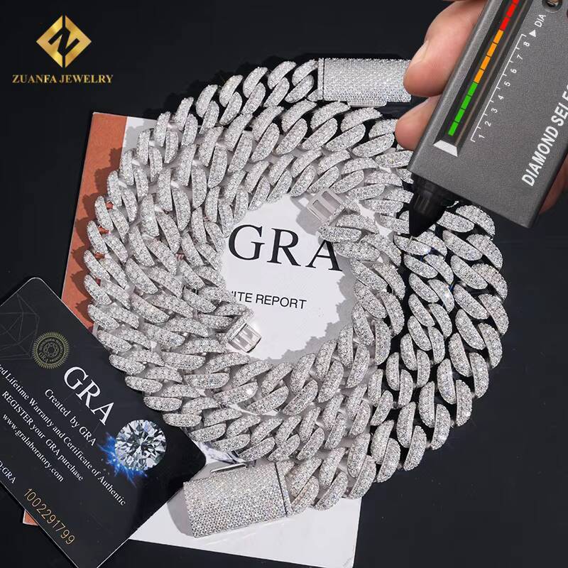 18mm Cuban Link Chain Bracelet 925 Sterling Silver Moissanite Fashion Pass Diamond Tester Fire Jewelry Iced Out Hip Hop Style
