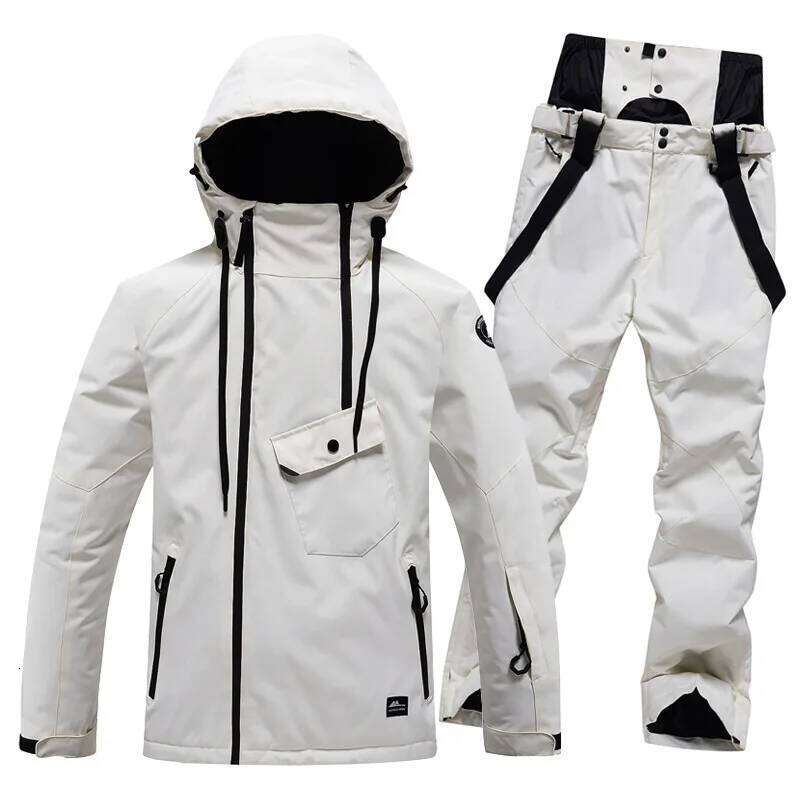 Winter Couple Ski Suit Snowboarding Set Outdoor Snowsuit Waterproof Windproof Ice Jackets + Strap Pants For Men And Women