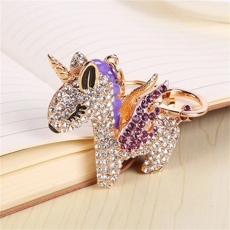 Fashion Unicorn Keychain Car keyrings bags Decoration Accessories horse Pendants Jewelry 250811