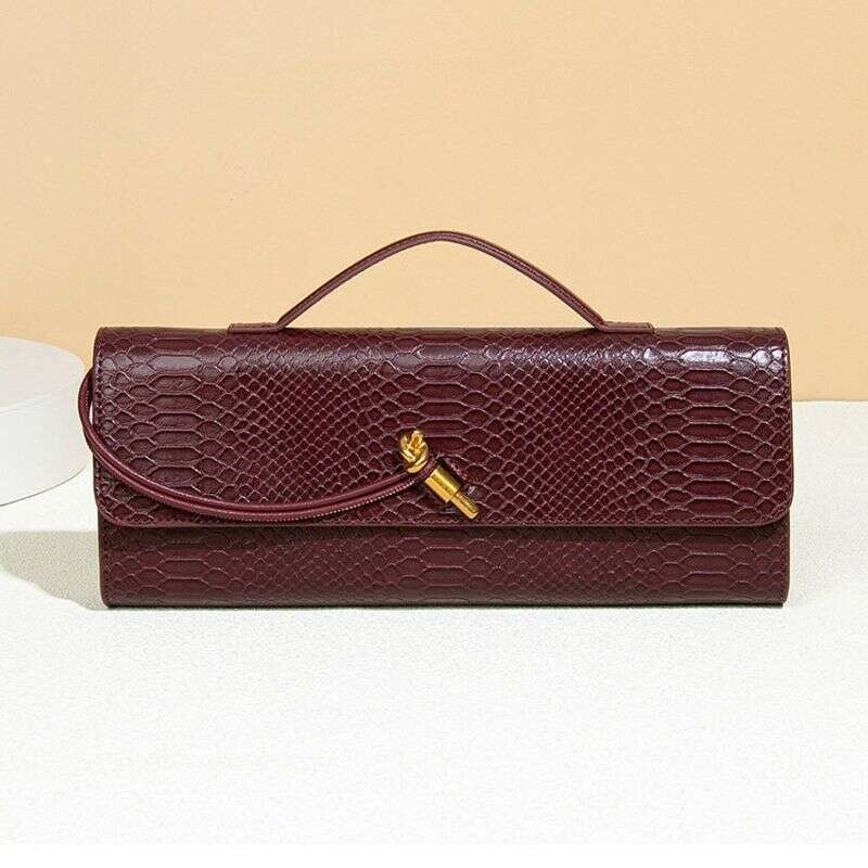 Snake Skin Pattern Hand Woven Bag, Fashionable And High-End, Evening Party Baguette Single Shoulder Women's Bag