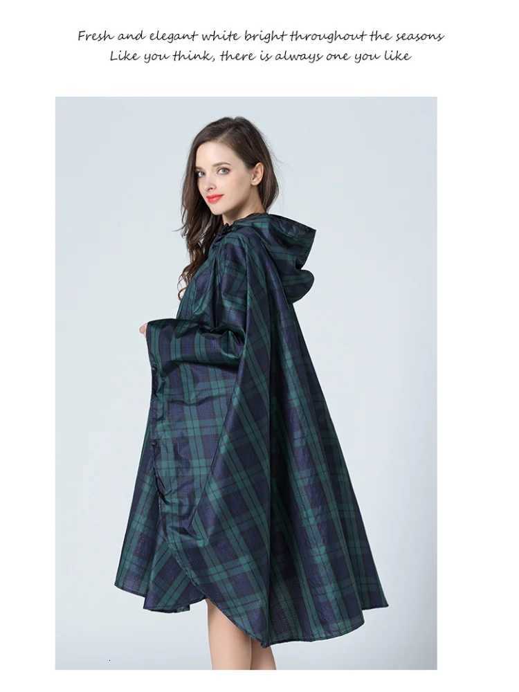 Mens and womens fashion poncho raincoat Green check poncho large size poncho mountaineering poncho waterproof raincoat Y250814