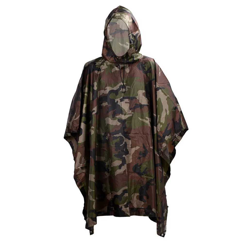 US Woodland Camouflage Tactical Waterproof Rain for Hunting Mens Military Camo Raincoat for Women Portable Poncho Y250814